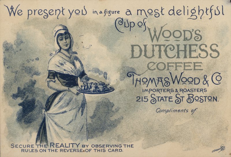 Pokojówka serwująca kawę, reklama Woods Duchess Coffee, Boston autorstwa American School