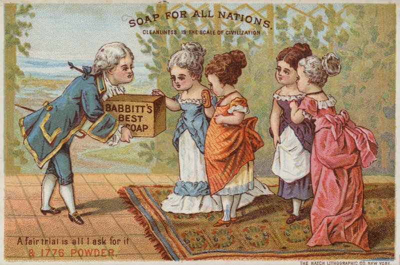Mężczyzna dostarczający mydło paniom autorstwa American School