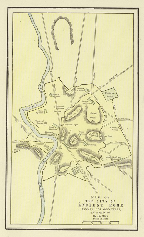 Mapa miasta starożytnego Rzymu w okresie jego świetności, pne 30-AD 400 autorstwa American School
