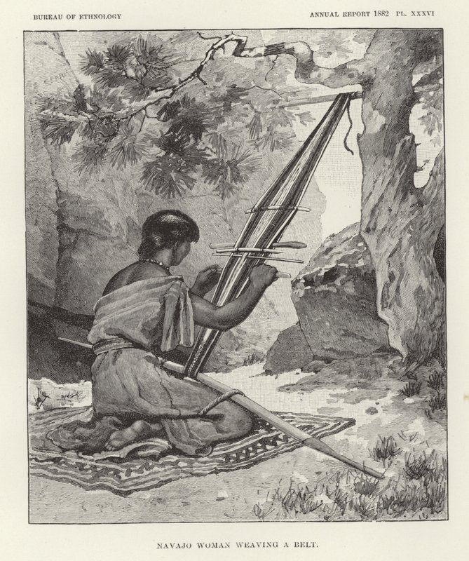 Kobieta Navajo tkająca pasek autorstwa American School