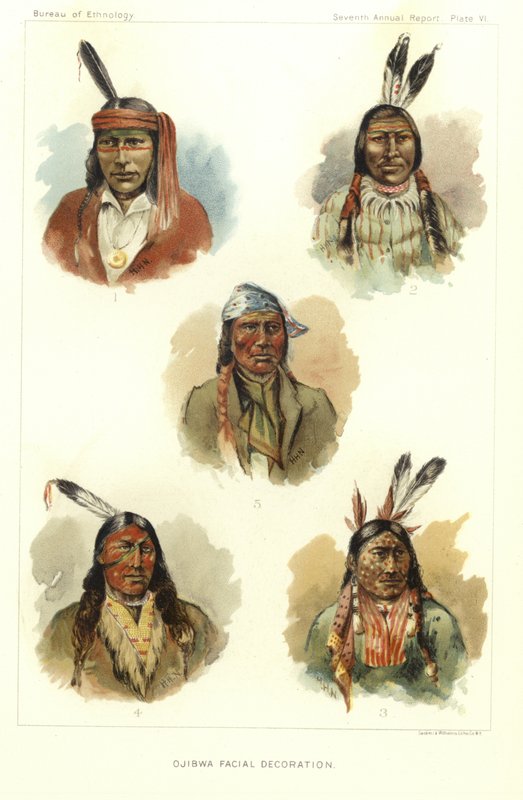 Dekoracja twarzy Ojibwa autorstwa American School