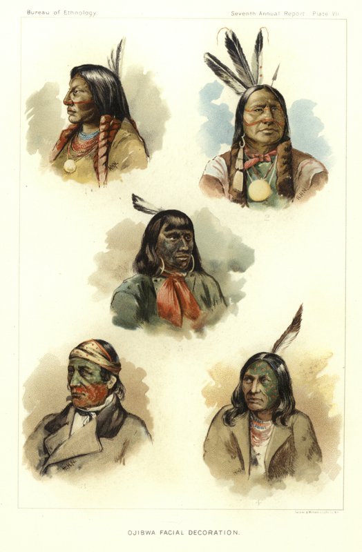 Dekoracja twarzy Ojibwa autorstwa American School