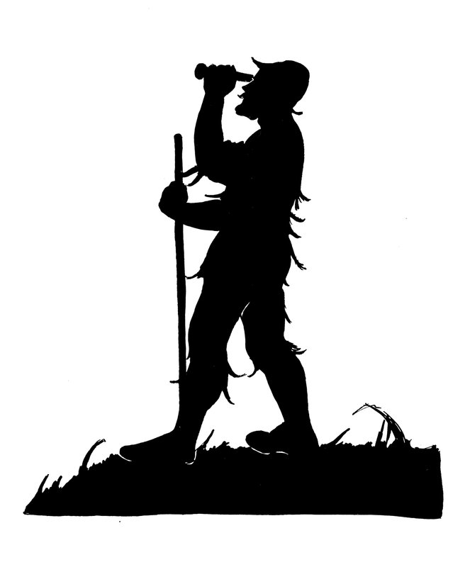 Jeden z zestawów sylwetek Robinsona Crusoe (litografia) autorstwa American School