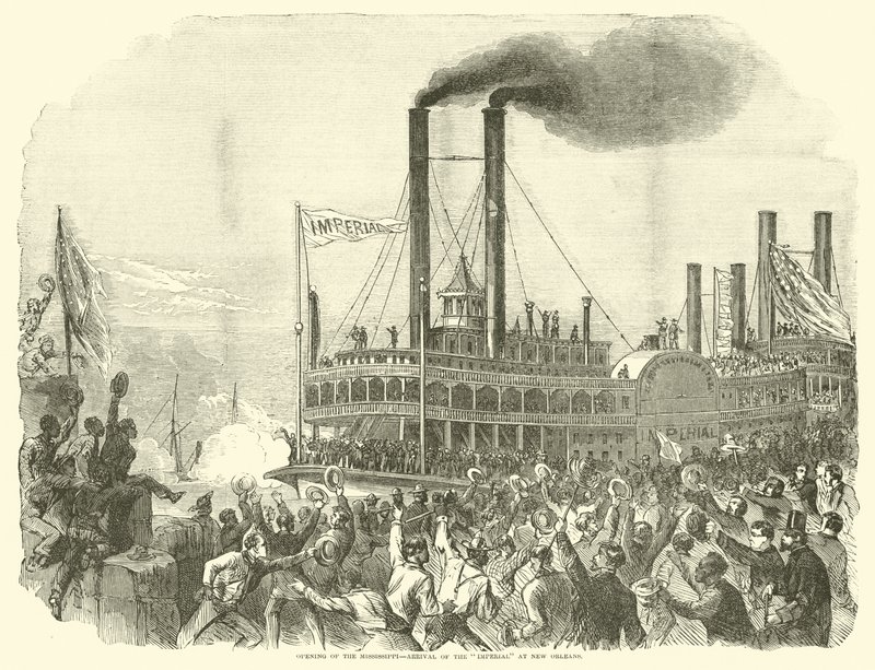 Otwarcie Mississippi, przybycie Imperial w Nowym Orleanie, lipiec 1863 autorstwa American School