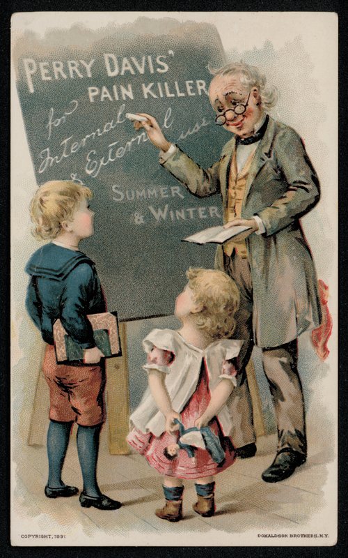 Środek przeciwbólowy Perry Davis, reklama, połowa XIX wieku (chromolito) autorstwa American School