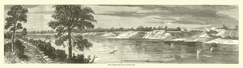Port Hudson z przeciwległego brzegu, maj 1863 autorstwa American School