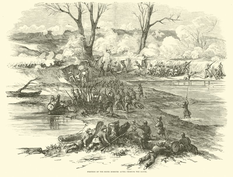 Pozycja Szóstego Missouri po przekroczeniu Bayou, grudzień 1862 r. autorstwa American School