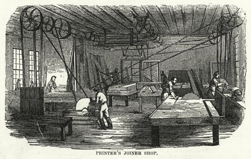 Warsztat stolarski drukarza (grawerowanie) autorstwa American School