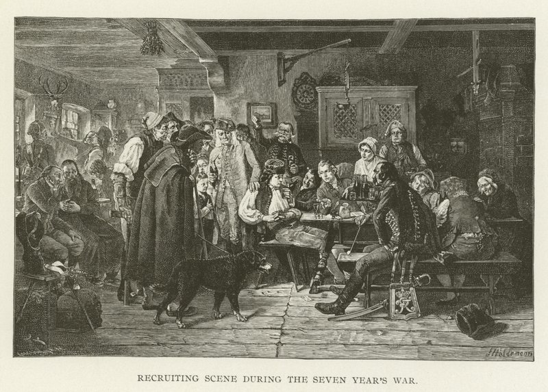 Scena rekrutacyjna podczas wojny siedmioletniej autorstwa American School