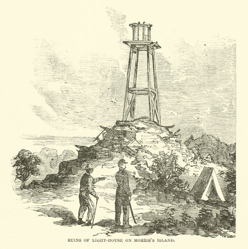 Ruiny latarni morskiej na wyspie Morris, lipiec 1863 autorstwa American School