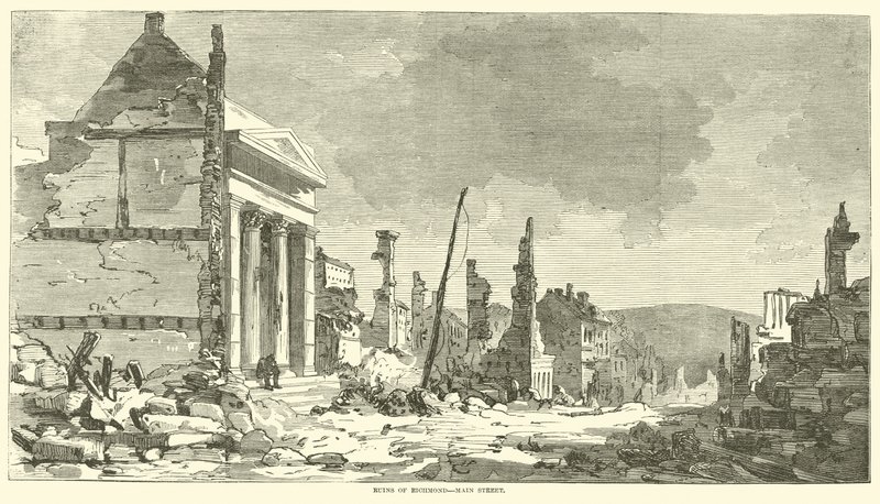 Ruiny Richmond, Main Street, kwiecień 1865 autorstwa American School