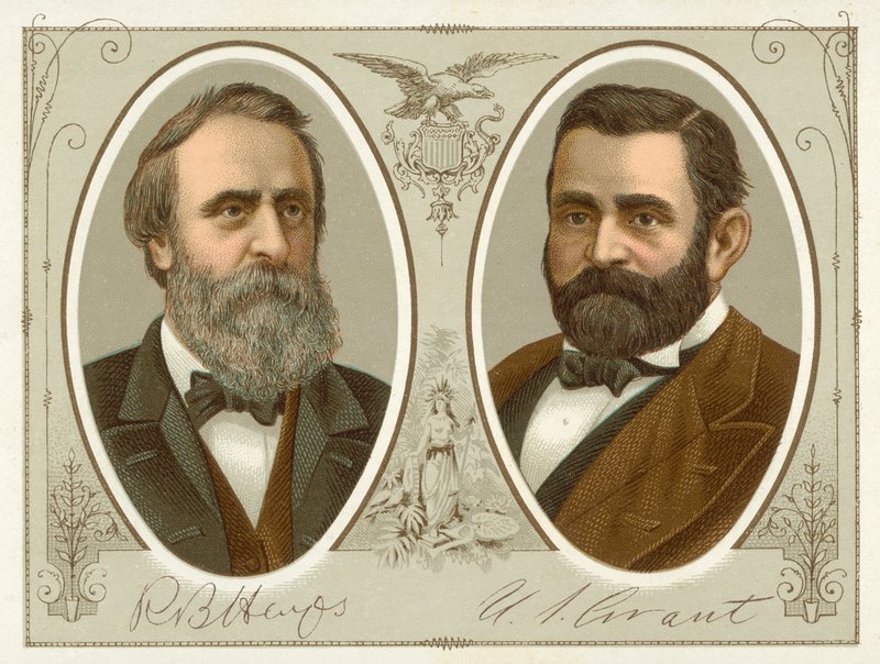 Rutherford B Hayes, Ulysses S Grant (chromolitho) autorstwa American School