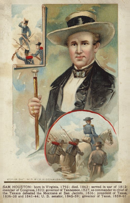 Sam Houston (kolorowa litografia) autorstwa American School