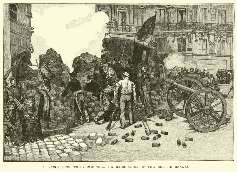 Scena z Komuny, barykady Rue de Rennes autorstwa American School