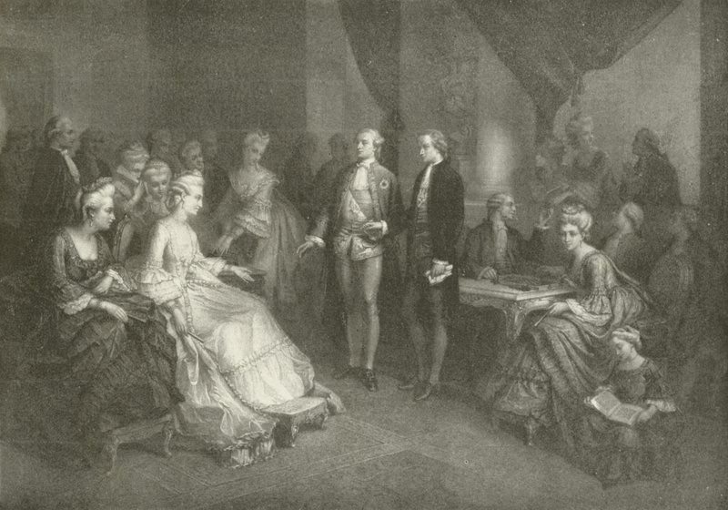 Schiller przedstawiony księżnej Saxe Weimar (wklęsłodruk) autorstwa American School