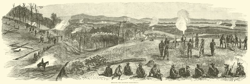 Ostrzelanie linii kolejowej w pobliżu Resaca, maj 1864 autorstwa American School