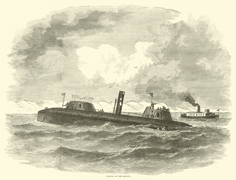 Zatonięcie Keokuka, lipiec 1863 r. autorstwa American School