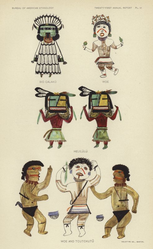 Sio Calako, Woe, Helilulu, Woe i Tcutckutu (kolorowa litografia) autorstwa American School