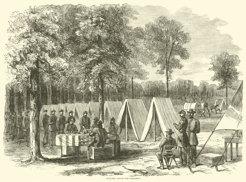 Żołnierze głosujący na prezydenta, wrzesień 1864 r. autorstwa American School