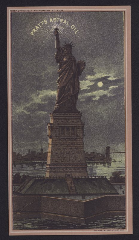 Statua Wolności nocą, olej astralny Pratts autorstwa American School