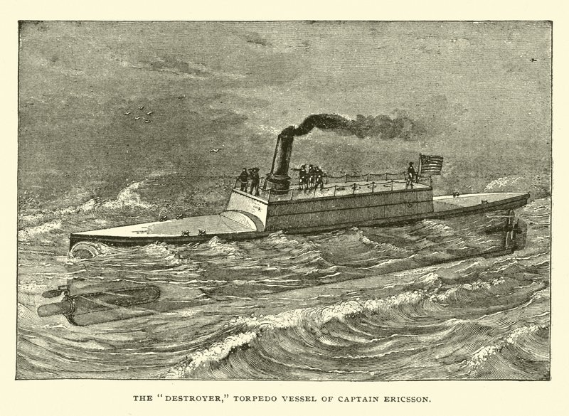 Niszczyciel, statek torpedowy kapitana Ericssona autorstwa American School