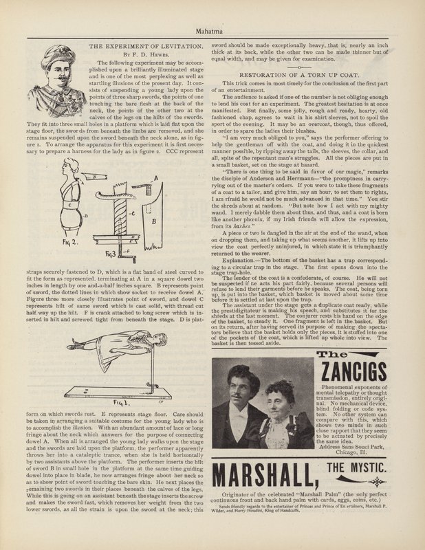 Eksperyment lewitacji, F D Hewes, Reklamy autorstwa American School