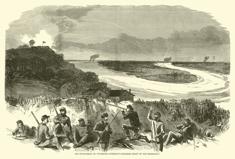 Inwestycja Vicksburga, Shermany skrajnie prawe nad Missisipi, maj 1863 r. autorstwa American School