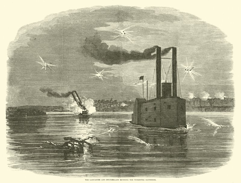 Lancaster i Szwajcaria z bateriami Vicksburg, marzec 1863 r autorstwa American School