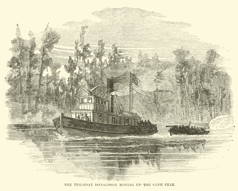 Holownik Donaldson płynący w górę Cape Fear, marzec 1865 autorstwa American School