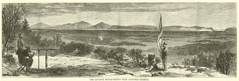 Przednia stacja sygnalizacyjna w pobliżu Ringgold w stanie Georgia, maj 1864 r. autorstwa American School