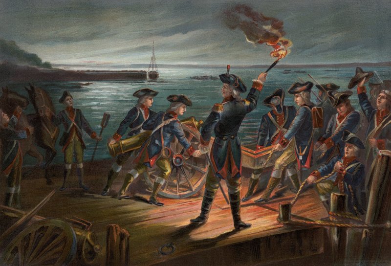 Armia amerykańska, odwrót artylerii z Long Island autorstwa American School