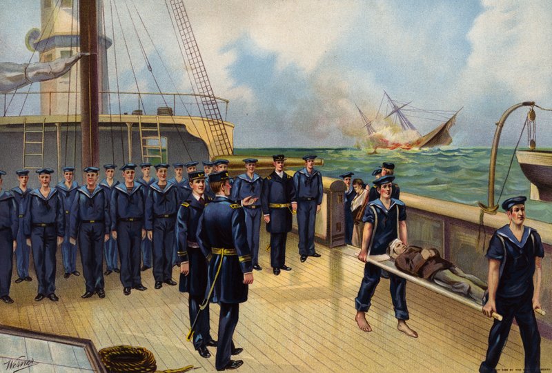 US Navy, zatopienie okrętu Alabama autorstwa American School