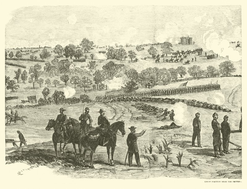 Stanowisko związkowe blisko centrum, bitwa pod Gettysburgiem, 2 lipca 1863 r. autorstwa American School