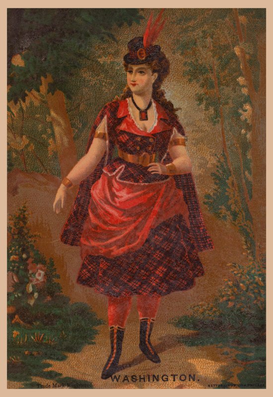 Kobieta w czerwieni (chromolit) autorstwa American School