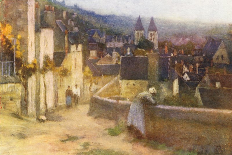 Chinon z zamku (kolorowa litografia) autorstwa Amy B. Atkinson