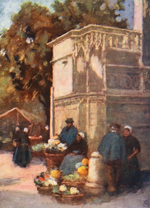Fontanna Ludwika XII, Blois (kolorowa litografia) autorstwa Amy B. Atkinson