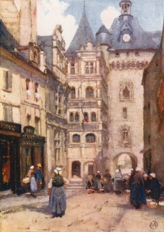 Porte Picoys, Loches (kolorowa litografia) autorstwa Amy B. Atkinson