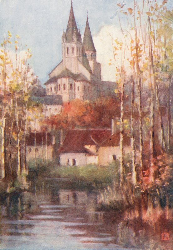 Saint Ours, Loches (kolorowa litografia) autorstwa Amy B. Atkinson