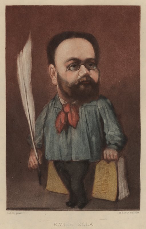 Emile Zola, francuski powieściopisarz, dramaturg i dziennikarz autorstwa Andre Gill