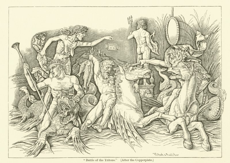 Bitwa pod Trytonami (grawerowanie) autorstwa Andrea (after) Mantegna