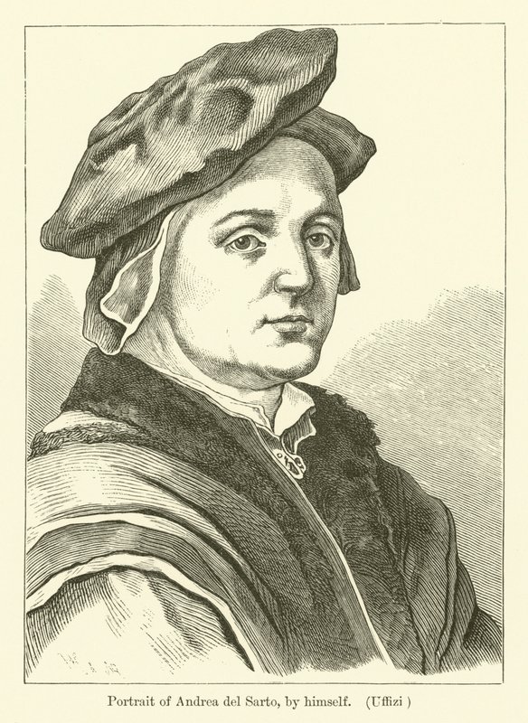 Autoportret włoskiego malarza Andrei del Sarto (grafika) autorstwa Andrea del (after) Sarto