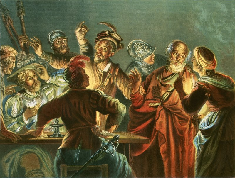 Piotr zapiera się Chrystusa autorstwa Andreas Cellarius