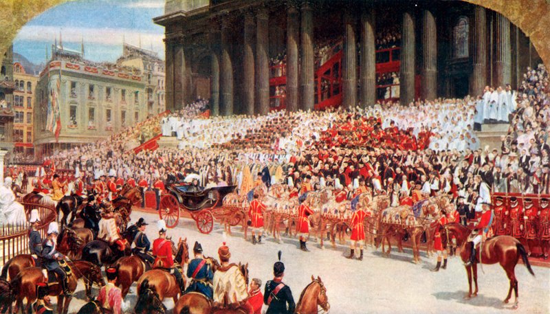 Katedra Św. Pawła: Diamentowy Jubileusz Królowej Wiktorii, 22 czerwca 1897 r. autorstwa Andrew Carrick Gow