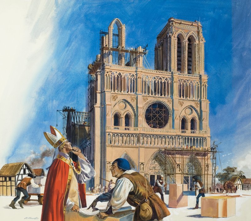 Notre Dame (gwasz na papierze) autorstwa Andrew Howat