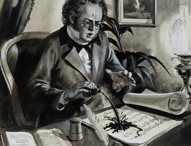 Portret Franza Schuberta (gwasz na papierze) autorstwa Andrew Howat