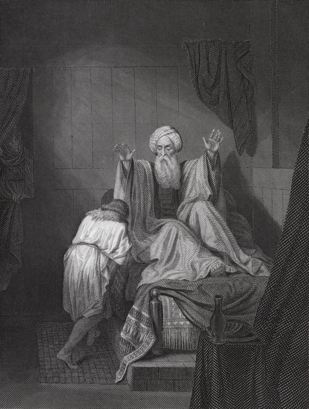 Izaak błogosławiący Jakuba (grawerunek) autorstwa Ange Louis (1815 72) (after) Janet
