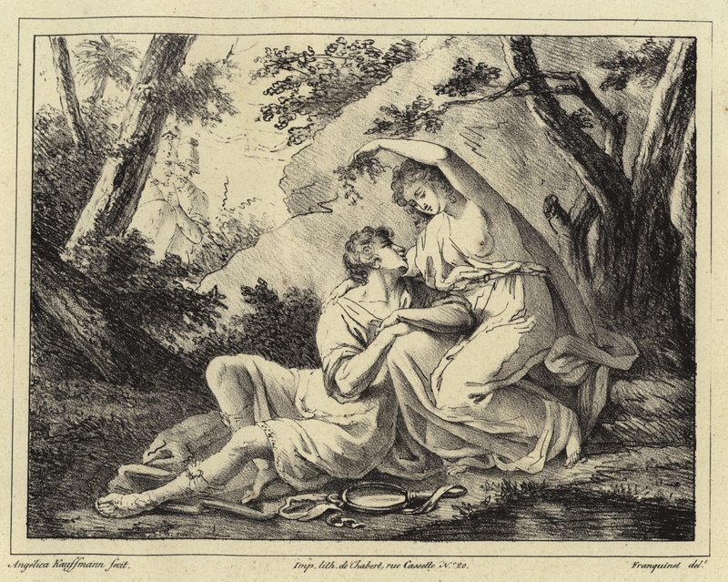 Dwoje kochanków w krajobrazie autorstwa Angelica Kauffmann
