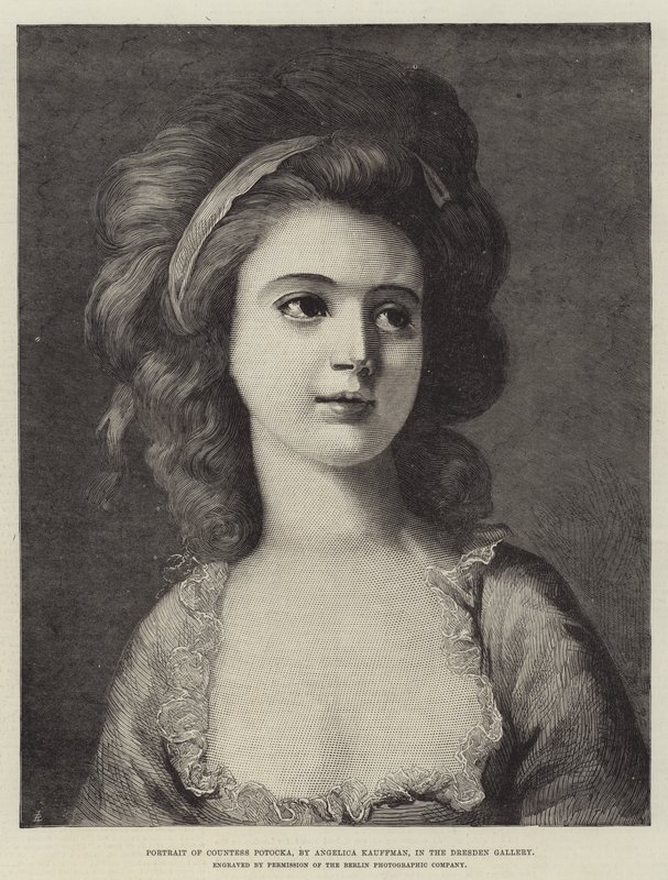 Portret hrabiny Potockiej, w Galerii Drezdeńskiej autorstwa Angelica Kauffmann