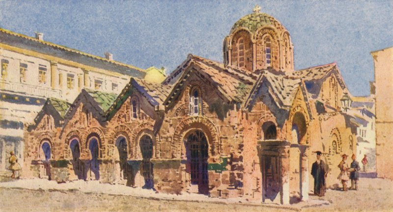Kościół Panagia Kapnikari, Ateny (czarna lito) autorstwa Angelos Giallinos