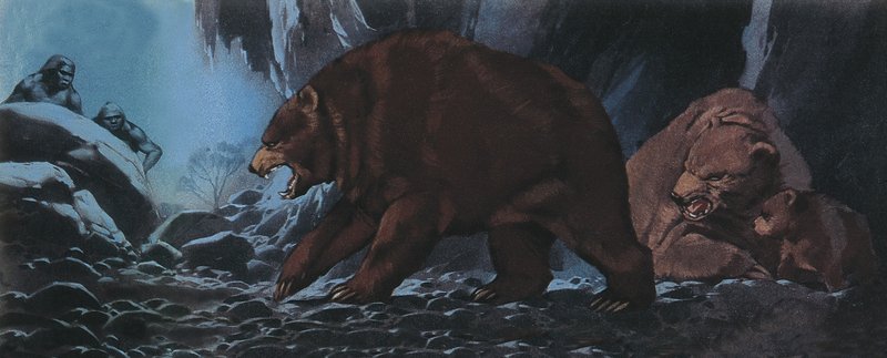 Niedźwiedzie i człowiek pierwotny autorstwa Angus McBride